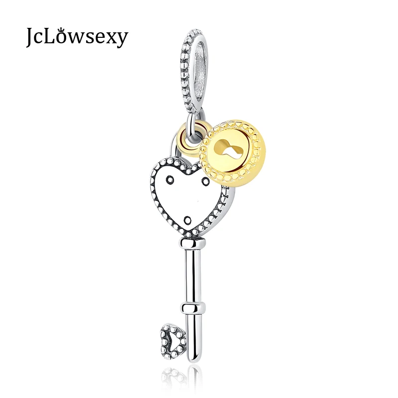 Authentic 925 Sterling Silver Bead Key To My Heart Hanging Charm Fit