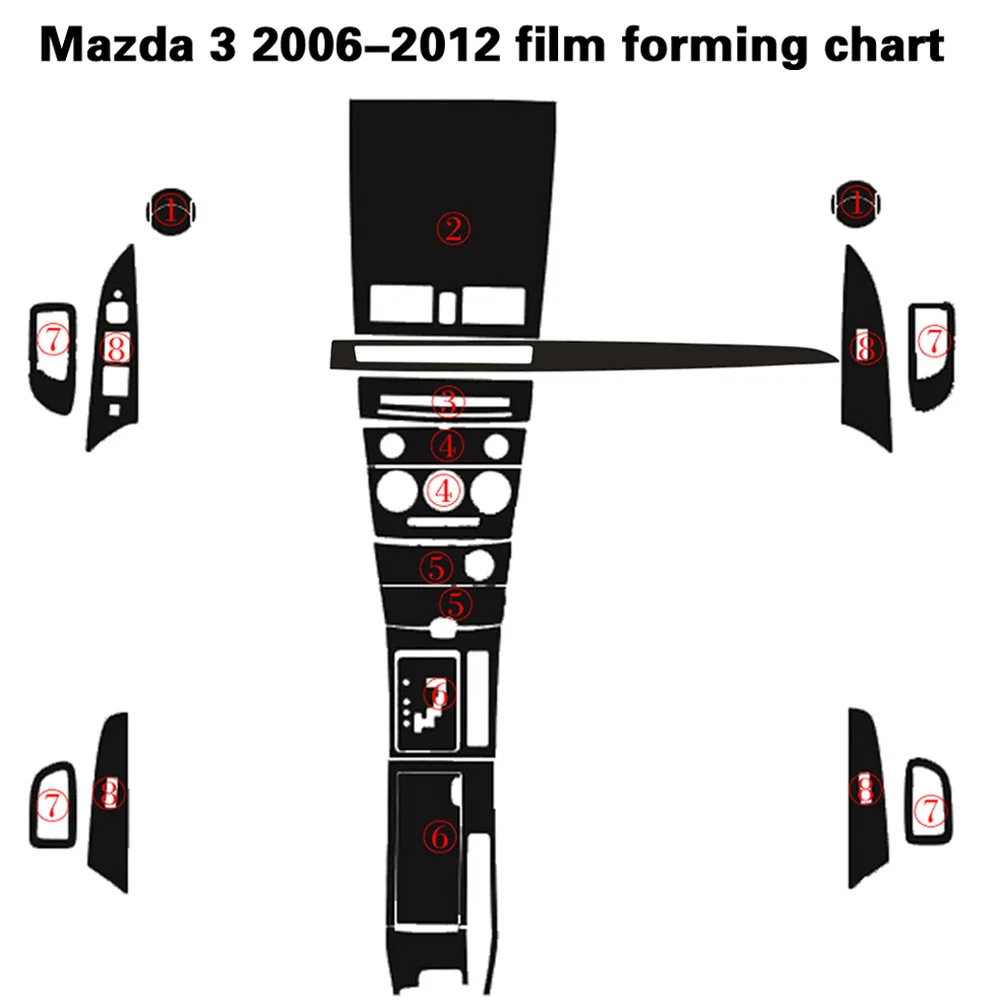 Для старой Mazda 3 2006-2012 внутренняя Центральная панель управления дверная ручка 3D/5D наклейки из углеродного волокна наклейки аксессуары для автомобиля
