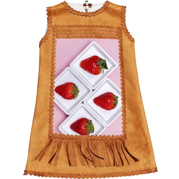

Kids Dresses Children Clothing baby Girls strawberry print fashion Birthday party Dresses Autumn & winter faux fur Toddler