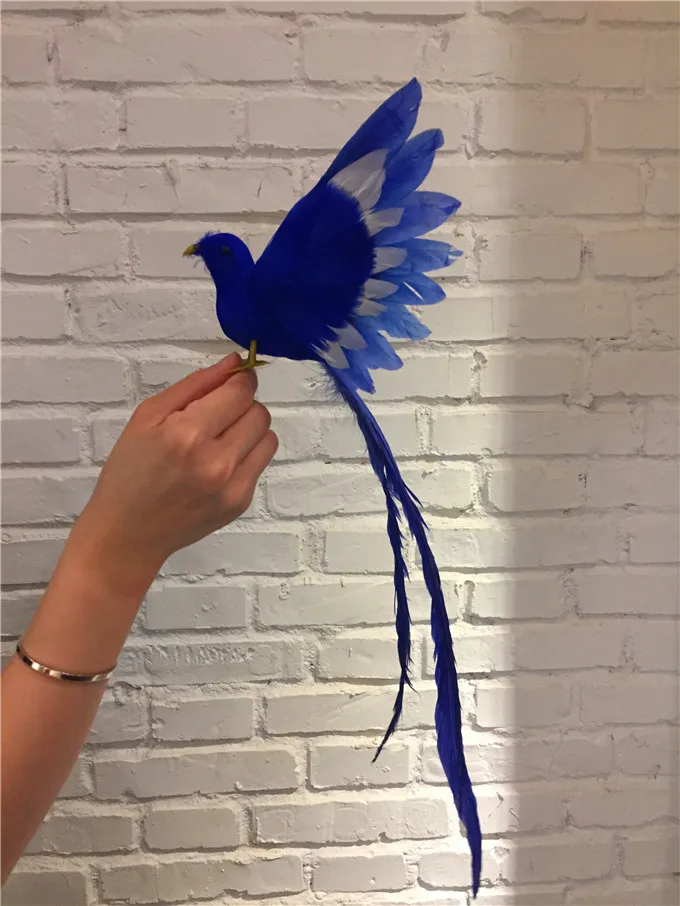 Новый Моделирование синяя птица МОДЕЛЬ пены и перья мило крылья птицы около 28x20 см