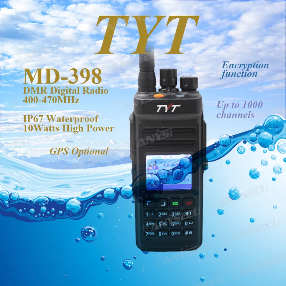 Новая модель gps TYT MD398/MD 398 Водонепроницаемый DMR цифровой портативная