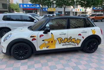 

LEFT SIDE Car Stickers Pikachu Cartoon Cute Personalized Waterproof Sunscreen Anime Pain Car Pull Fower Fashion Hot Stickers