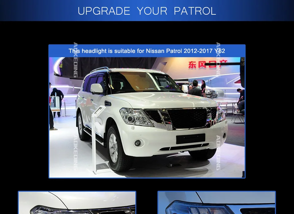 AKD Тюнинг автомобилей фары для Nissan Patrol Y62 2010- светодиодные фары DRL ходовые огни Биксеноновые лучи Противотуманные фары с ангельскими глазками