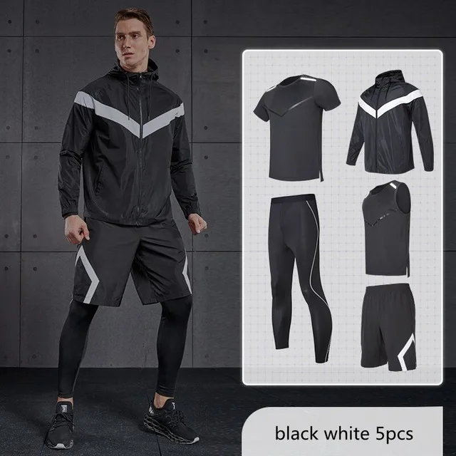Vansydical мужские спортивные наборы для бега, спортивные костюмы для бега, спортивная одежда для занятий спортом, одежда для занятий спортом, 5 шт., для спортзала для игры в баскетбол - Цвет: BTC5561