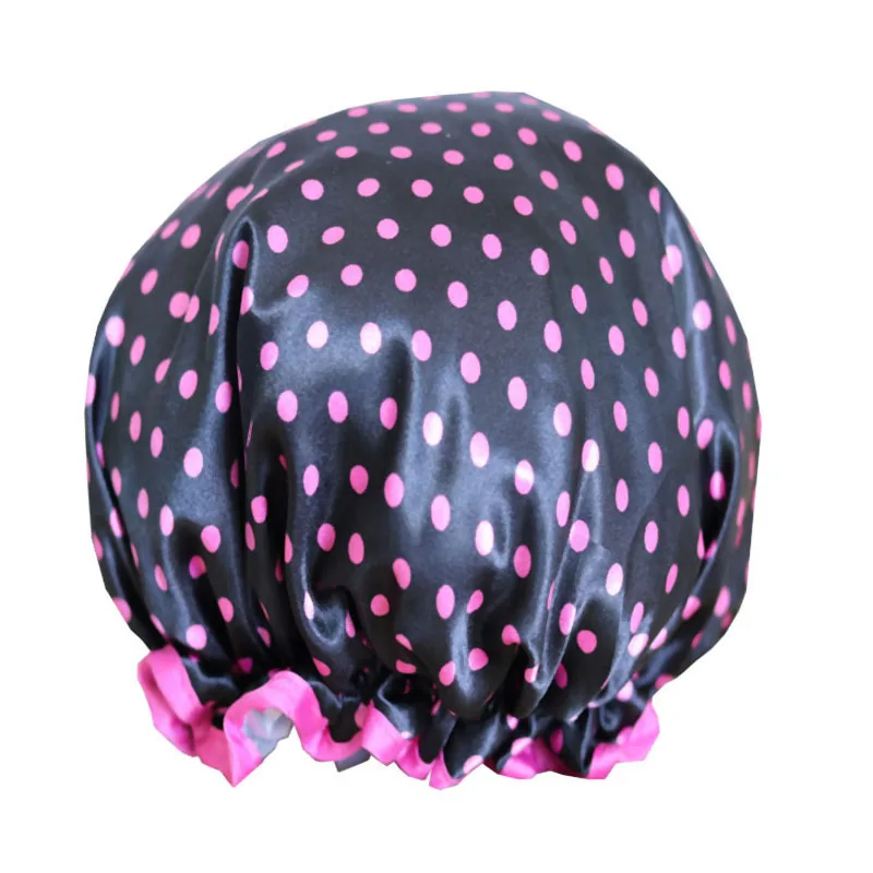 

High quality cute thick ladies shower cap colorful double bath shower hood adult waterproof sale VE