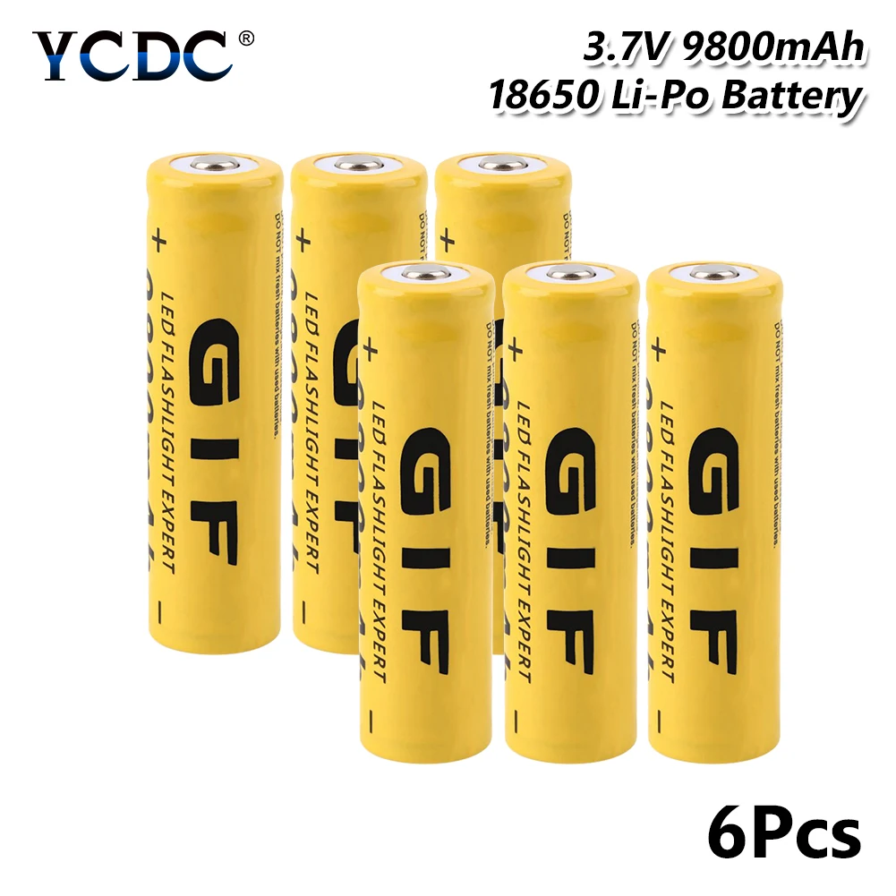 YCDC 3,7 V 9800mAh GIF 18650 Lipo аккумулятор высокой емкости с высоким разрядом для электронной сигареты - Цвет: 6 Pcs