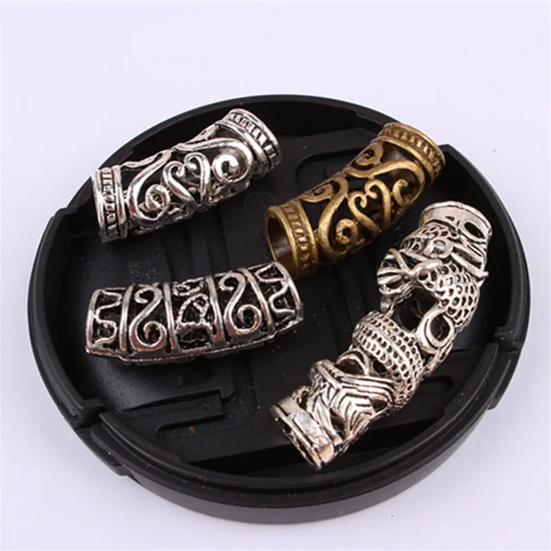 

20Pcs 7mm Hole Braid Dreadlock Beads Hairstyles Silver Metal Dragon Hair Ring Tube Bead Dread Clips Jewelry For Braids Extension