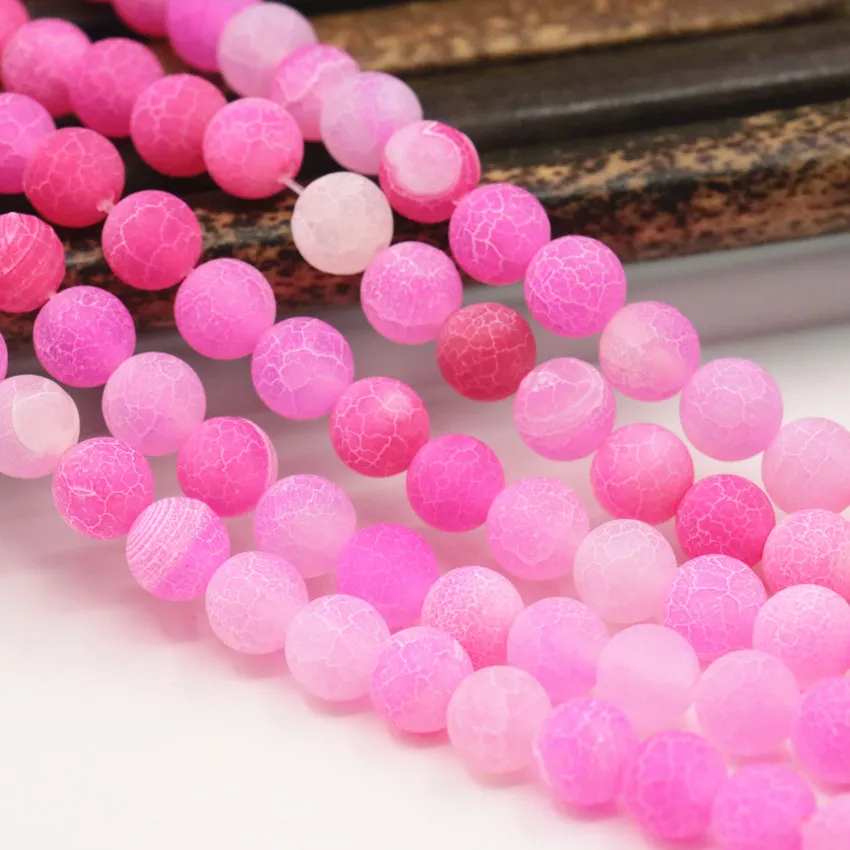 

6 8 10 12mm Frost Matte Agates Natural Onyx Stone Rose Red Round Loose Beads For Jewelry Making Carnelian DIY Crafts 15inch A395