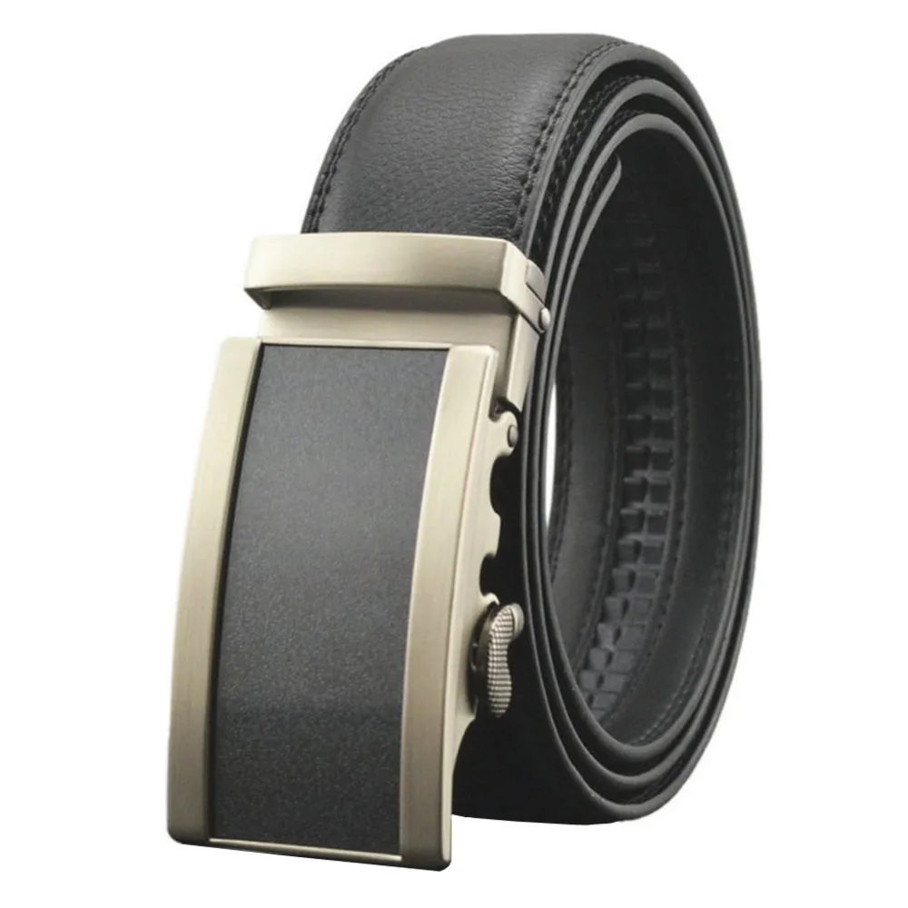 Large Size 38 54" Men's Genuine Leather Belts with Automatic Buckle