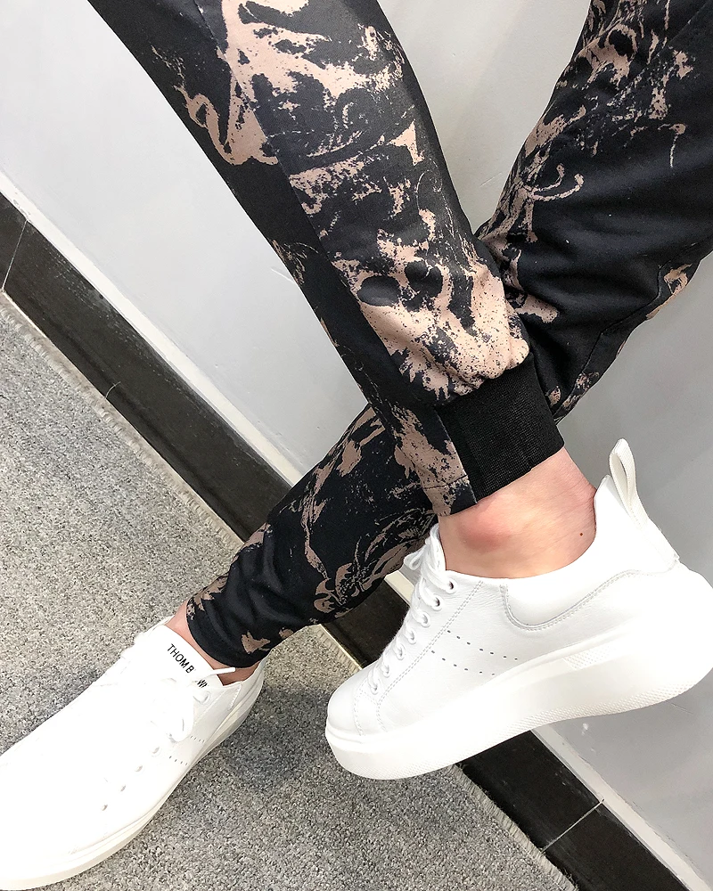 Летние модные брендовые новые Pantalon Hombre мужские штаны для бега, повседневные облегающие штаны до щиколотки с принтом, шаровары, мужские брюки