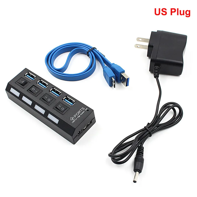 New USB HUB 3.0 Super Speed 5Gbps 4 Ports USB 3.0 HUB USB Splitter With On/Off Switch For Computer Peripherals