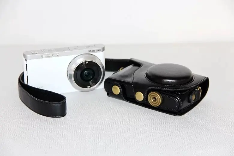 Черный чехол из искусственной кожи для камеры samsung NX Мини Цифровая камера 9 мм ремешок для объектива