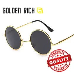 Золотой богатый Новинка 2018 года винтажная круглая рамка поляризационные солнцезащитные очки для женщин для мужчин's Пружинистые дужки