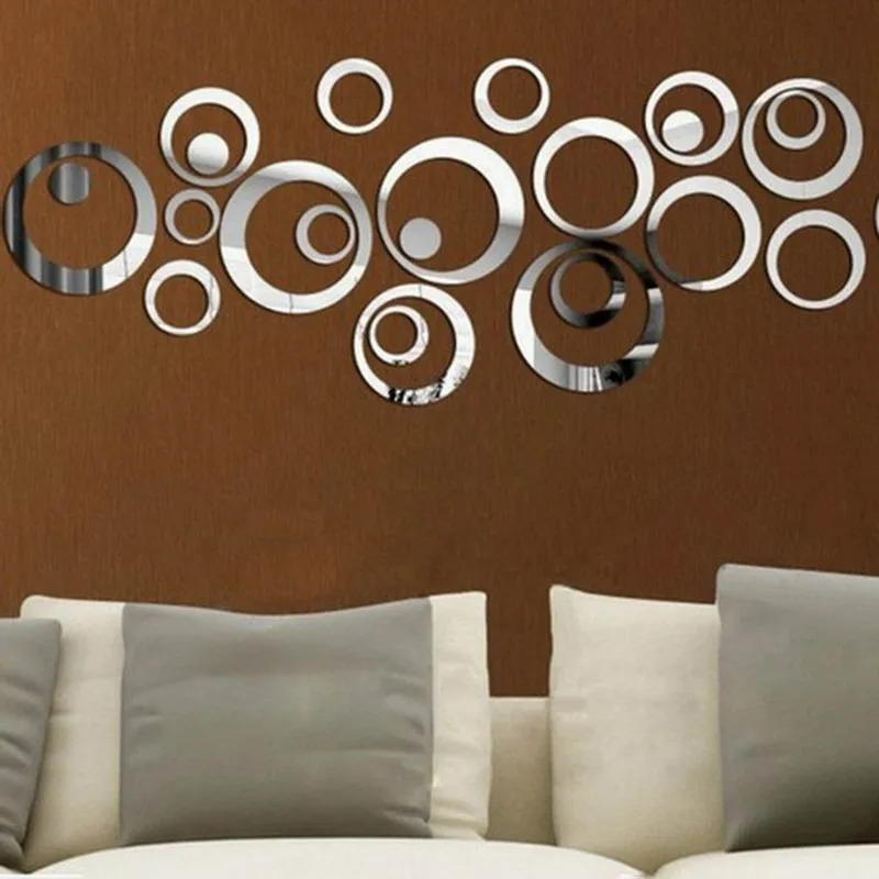 3D DIY Art Circle Crystal Wall Mirror Stickers Self Adhesive Acrylic