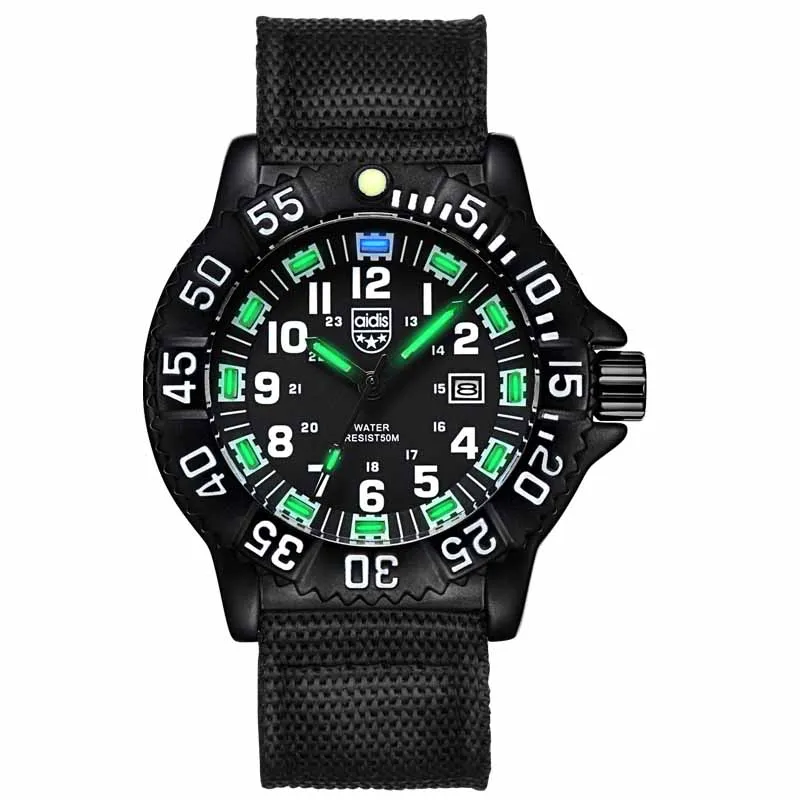 Модные мужские часы Militray Спортивные кварцевые мужские часы нейлоновый ремешок водонепроницаемые 5 бар мужские наручные часы Дата Часы Relogio Masculino - Цвет: black
