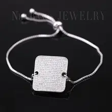 Newranos, квадратный женский браслет, полностью проложенный кубическим цирконием, геометрический Шарм, настраиваемый браслет для женщин, модное ювелирное изделие, BFH005-1