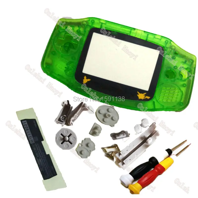 Пластиковый Чехол для Nitendo GBA Gameboy зеленый и золотой Сменный с мультяшными линзами