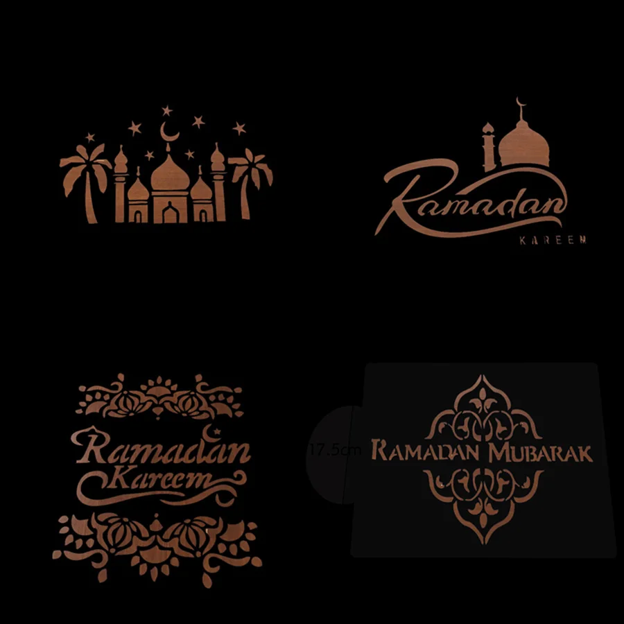 

Eid Mubarak Muslim Festival Ramadan Cake Decoration Spray Pattern Fondant Ramadan Kareem Mosque Eid Mubarak Design Coffee