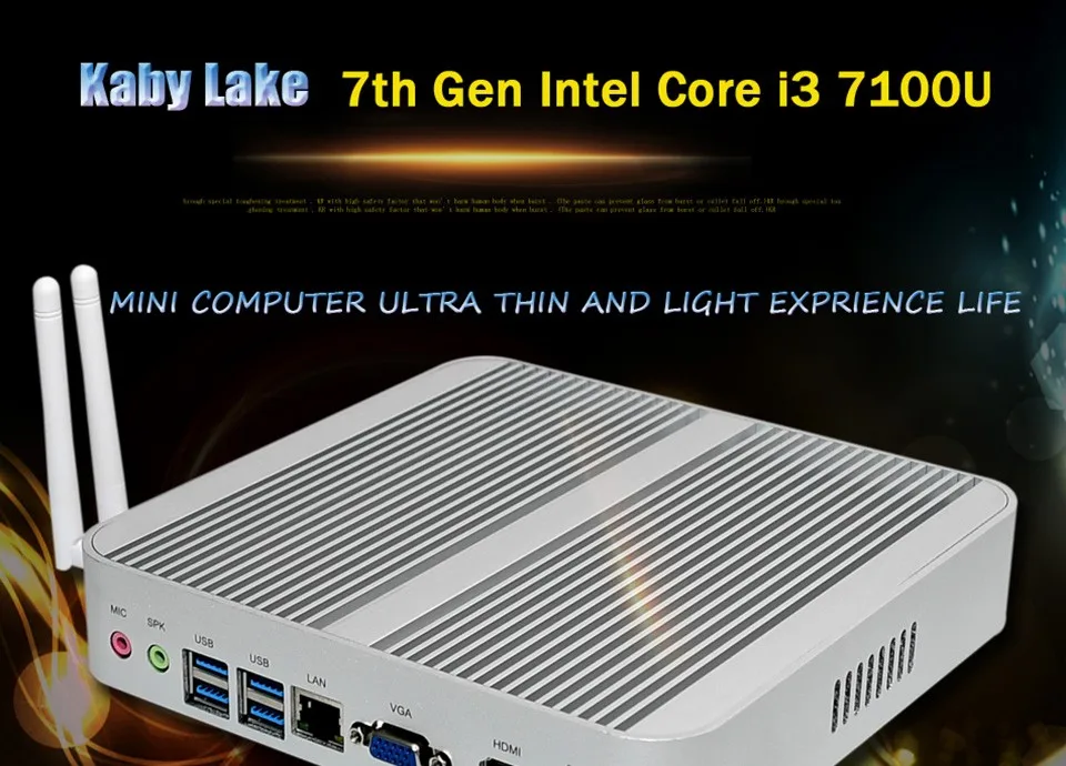 ACEPC Мини ПК Intel Core i5 7200u i3 7100u 7th Gen Kaby Lake оконные рамы 10 безвентиляторный 4 к HTPC minipc Nuc HD графика 620 wi fi