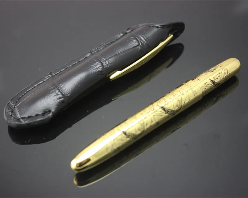 Миниатюрная шариковая ручка под крокодила 9 см с кольцами из розового золота и кожаным чехлом аккуратные Роскошные Металлические ручки с оригинальной коробкой