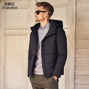 

Enjeolon Brand Thicken Winter Down Jacket Men Light Hooded Clothing Black Army Green Coat Plus Size 3XL Down Parka MF0111
