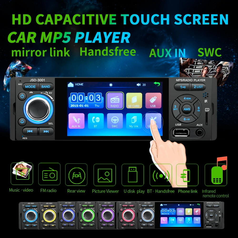 Rádio do Carro Sensível ao Toque de Áudio Podofo Autoradio Polegada Tela Automático Estéreo Multimídia Player Ligação Espelho Bluetooth Usb Aux fm Swc 1 Din 4 9 4 Polegada tela sensível ao toque de