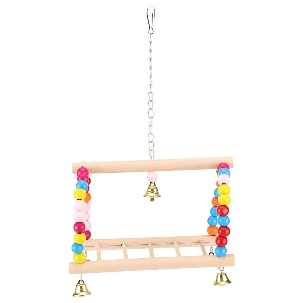 

Bird Standing Toy Wooden Square Pet Parrot Toy Climbing Swing Hanging Ladder Standing Frame Pole