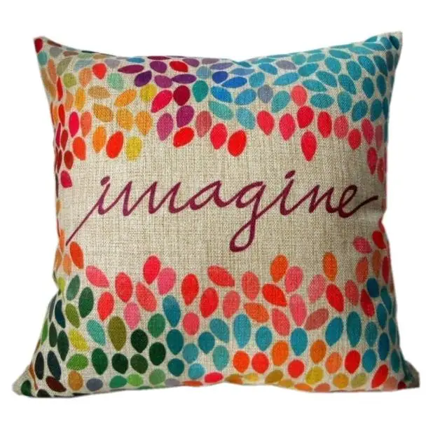 Cotton Linen Square Decoration Throw Pillow Cases Decorative Cushion Cover Colorful Imagine Letter Priting 45cm x 10Aug 9 | Дом и сад
