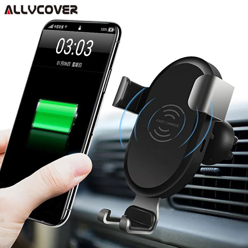 Allvcover автомобильное крепление Qi Беспроводной Зарядное устройство для iPhone X 8 плюс