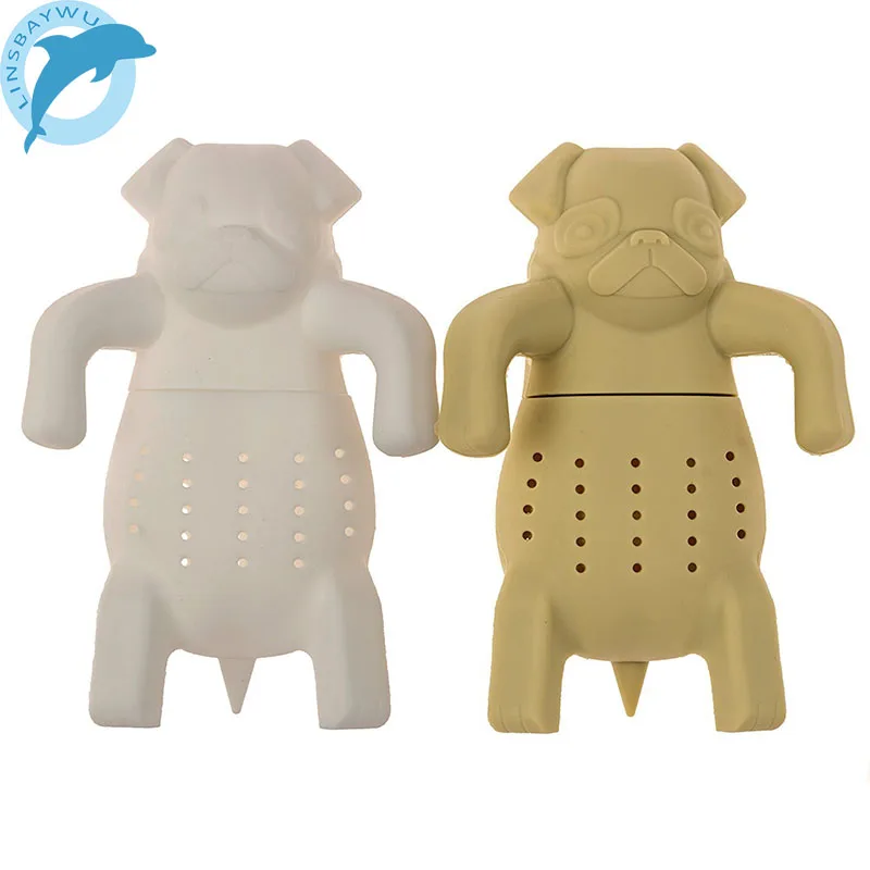 

LINSBAYWU 1Pc Lovely tea infuser Pug In A Mug Silicone Tea Infuser Kawai Portable Dog Tea Strainers Free Shipping