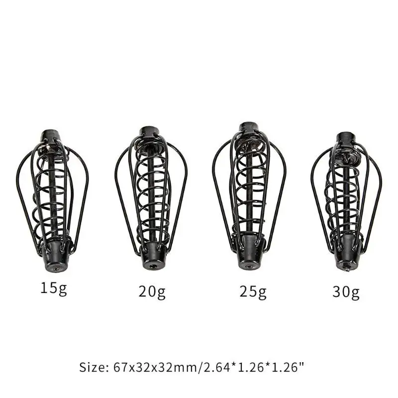 Черная металлическая приманка-Фидер пружинная клетка приманка для рыбы Корзина Держатель Рыболовные Инструменты