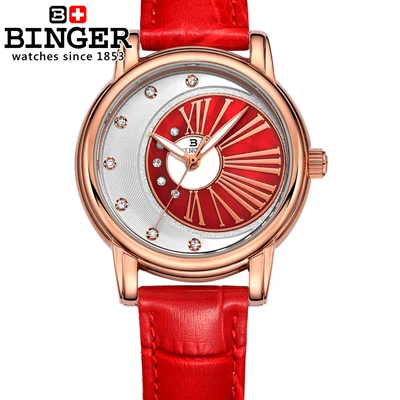 Switzerland Binger женские часы со стразами люксовый бренд женский кожаный ремешок для часов Кварцевые водонепроницаемые женские наручные часы B1137 - Цвет: Item 2