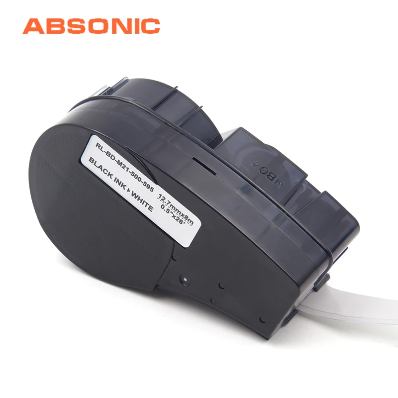 

Absonic 12.7mm * 6.4m High Adhesion Vinyl Labeling Tape M21-500-595-WT Label Maker Compatible For Brady BMP21-PLUS Label Printer