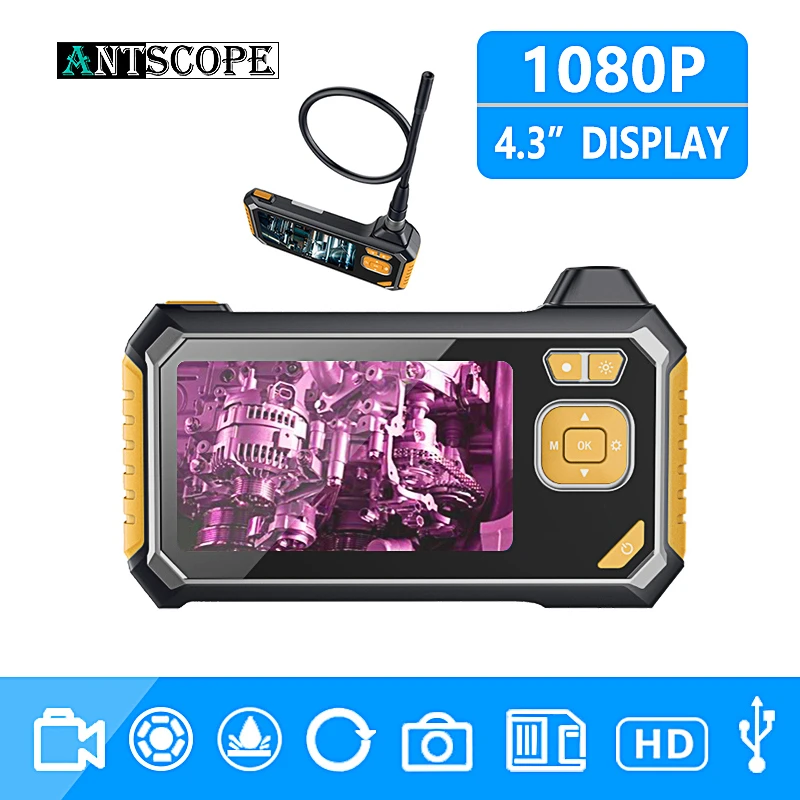 

Antscope 4.3 Inch Auto Repair Inspection Camera Endoscope 1080P HD 8mm Industrial Endoscope Lithium Battery Snake Hard Camera35