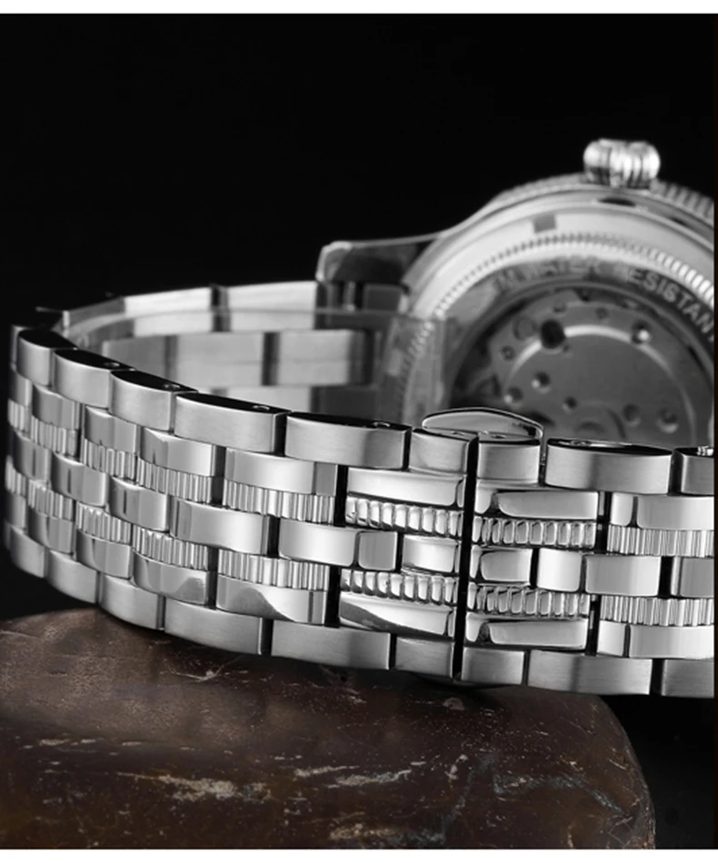 Роскошные наручные часы Бингер автоматические механические самовзводные сапфировые часы полностью стальные водонепроницаемые мужские часы B5011-3