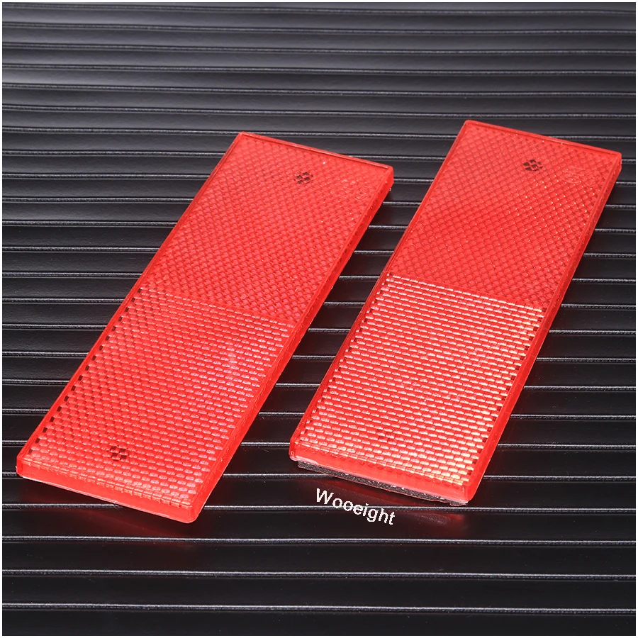 Wooeight 2Pcs 155cm Truck Motorcycle Adhesive Rectangle Plastic Reflector Reflective Warning Plate Stickers Rear Bumper Strips (3)