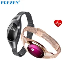 Frezen Z18 умный браслет часы jewelry браслет для женщин Приборы для измерения артериального давления сердечного ритма oled-дисплей Напульсники Часы для iOS и Android