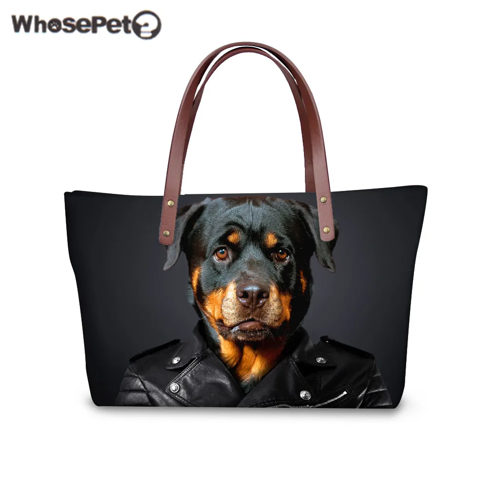 

WHOSEPET Shoulder Bag New 3D Animal Wolf Tiger Printing Black for Women's Fashion Handbags Large Capacity Shipping Tote Bags Hot