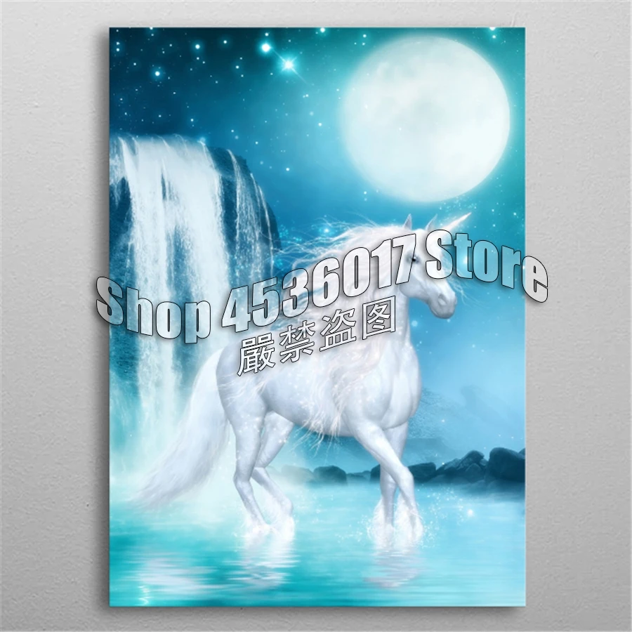 

5d Diy Diamond Painting Cross Stitch Diamond Embroidery Unicorn at the waterfall Diamond Mosaic Full Arts & Crafts Home Decor