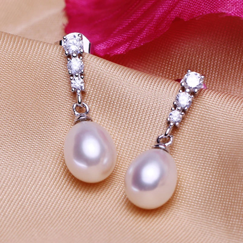 Модные серьги с черным жемчугом, серьги-гвоздики из натурального пресноводного жемчуга, 925 пробы серебряные ювелирные изделия для женщин, свадебный подарок - Цвет камня: white pearl earring