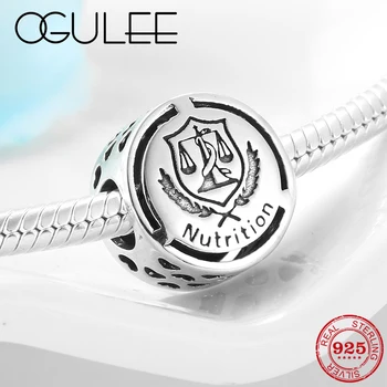 

New 925 Sterling Silver Career Nutrition Sign Metal beads Accessories Fit Original Charm Pandora Bracelet Bangles Jewelry making
