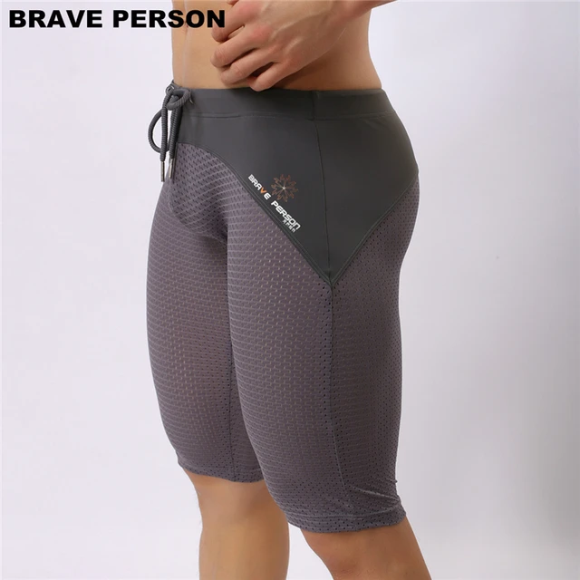 BRAVE PERSON Summer Style Shorts Breathable Mesh Men Tight Beach Shorts Men Multifunction Knee Length Board Shorts Beach Wear 2