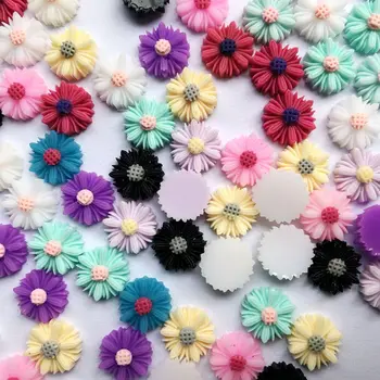 

DIY 10mm Double Color Flat Back 3D Resin Flower Cabochons Cameo For Earring Or Bracelet Diy Finding 60pcs -Z71A