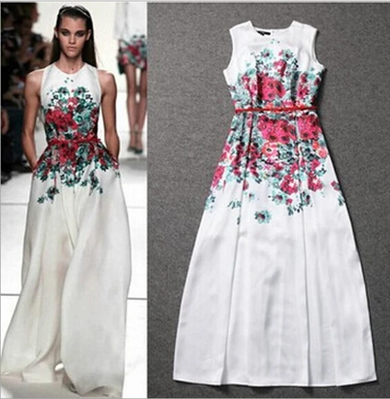 white long dress with flowers