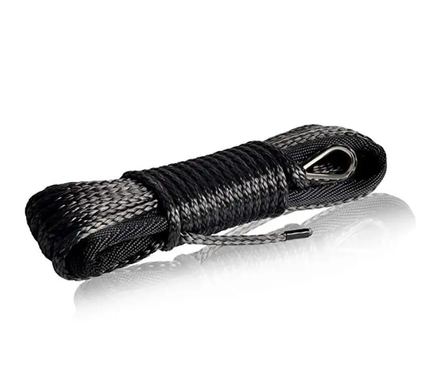 8MM x 50M Black Synthetic Winch Rope String Line 12 strand off-road UHMWPE Cable Towing With Sleeve for ATV/UTV/SUV | Автомобили и
