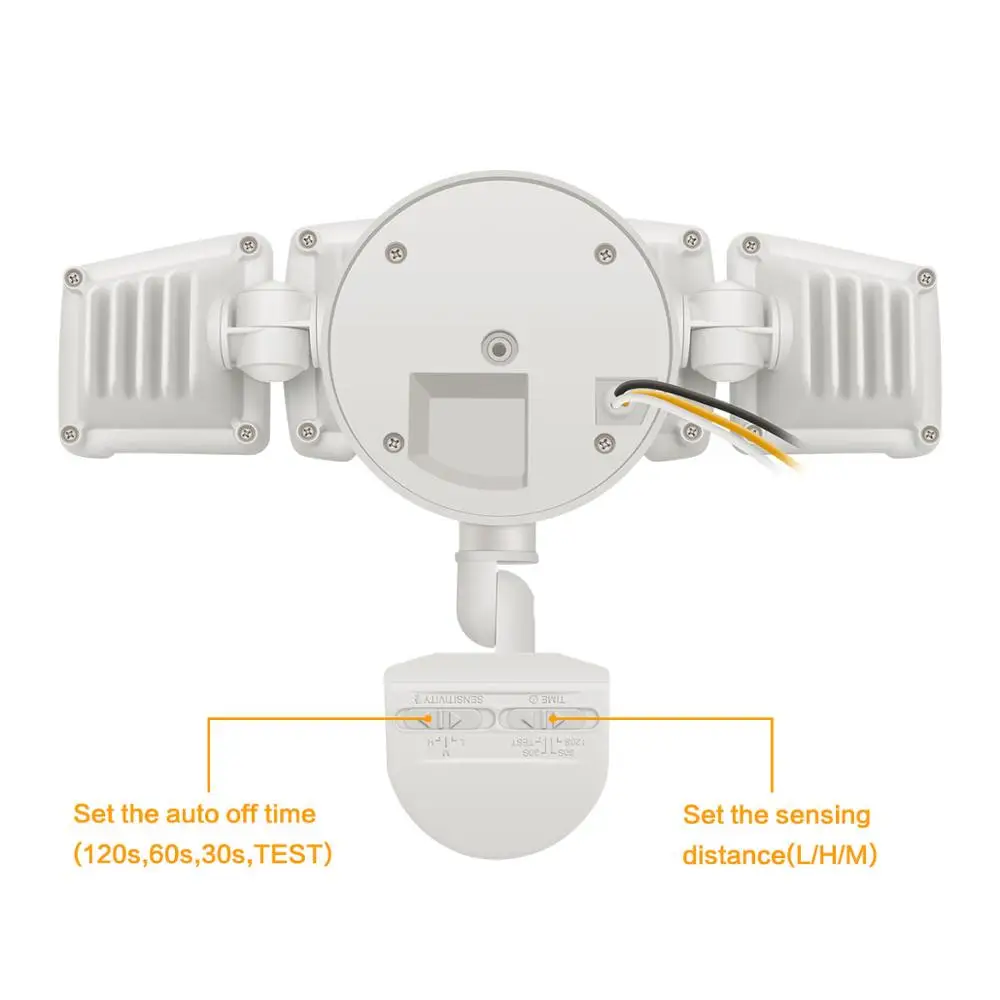 Светодиодный светильник с тремя головками безопасности, уличный светильник с датчиком движения, уличный светильник 39 Вт, 230 В, датчик движения, садовая водонепроницаемая лампа
