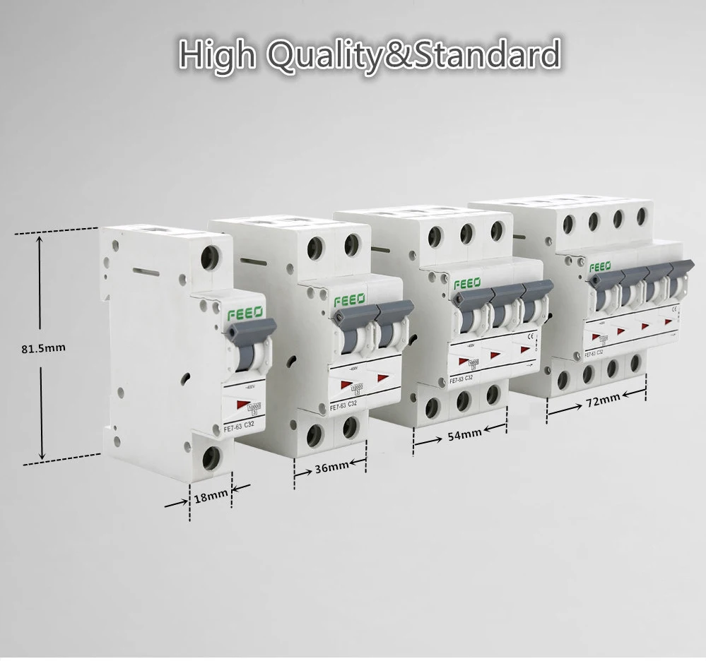 FEEO FE7-63 4P 400V 6A 10A 16A 20A 25A 32A 40A 50A 63A MCB Miniature AC Circuit Breaker