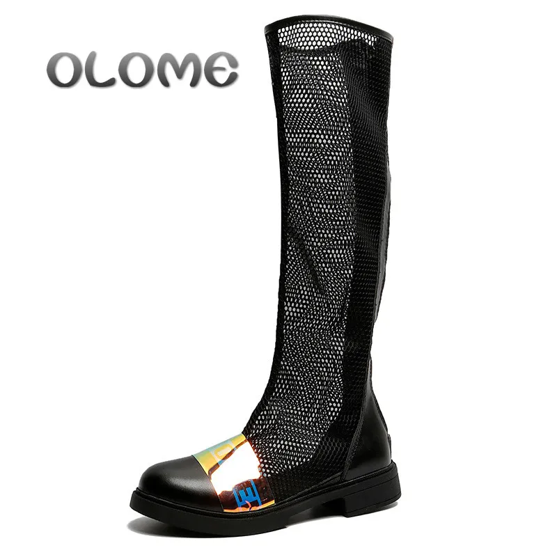 

Net Face Hollow Roman Boots Women High Boots 2019 Spring And Summer New Net Red Flat Bottom Ins Tide Roman Sandals Zapatos Mujer
