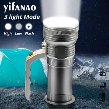 

USB Rechargeable LED Flashlight High Quality Tent Light Handheld Lamp Waterproof Fishing Lanterns Hunting Torch use 2 x 18650