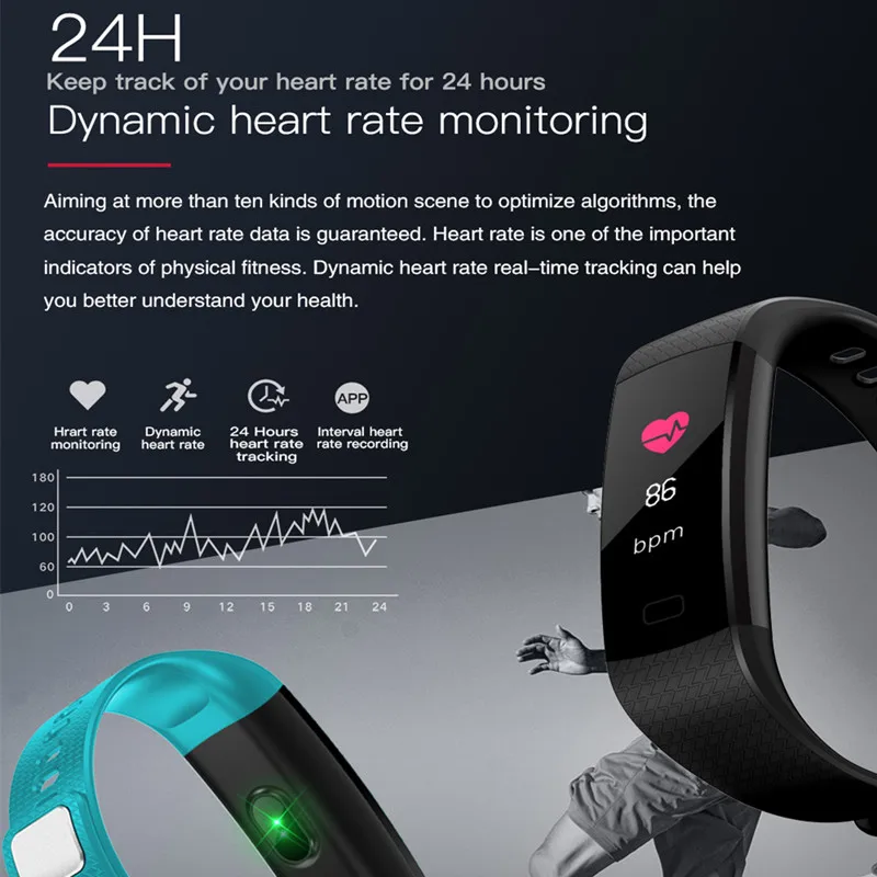 Smart Band Watch Wristband Heart Rate Activity Fitness tracker Smartband Sport Smart Bracelet IP67 Waterproof Watches PK Fitbits